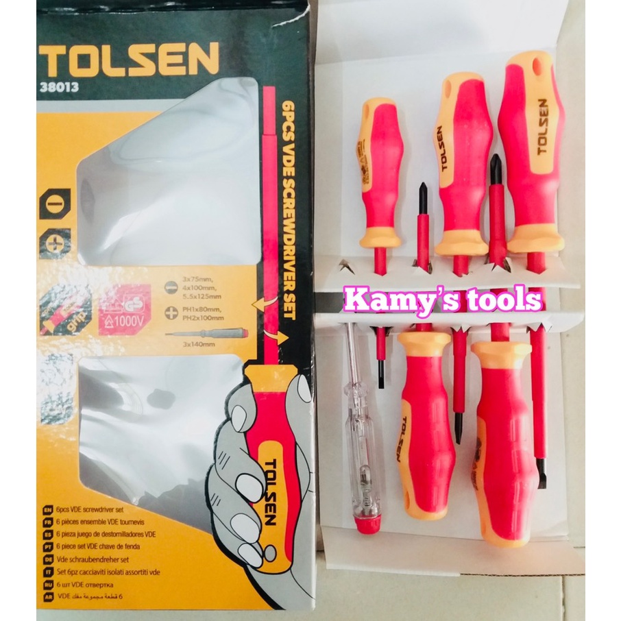 Bộ tua vít cách điện Tolsen 38013 bộ 6 cây