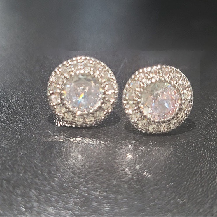 Khuyên Tai Tròn Đính Đá Zircon Lấp Lánh Thời Trang Mới Cho Nữ