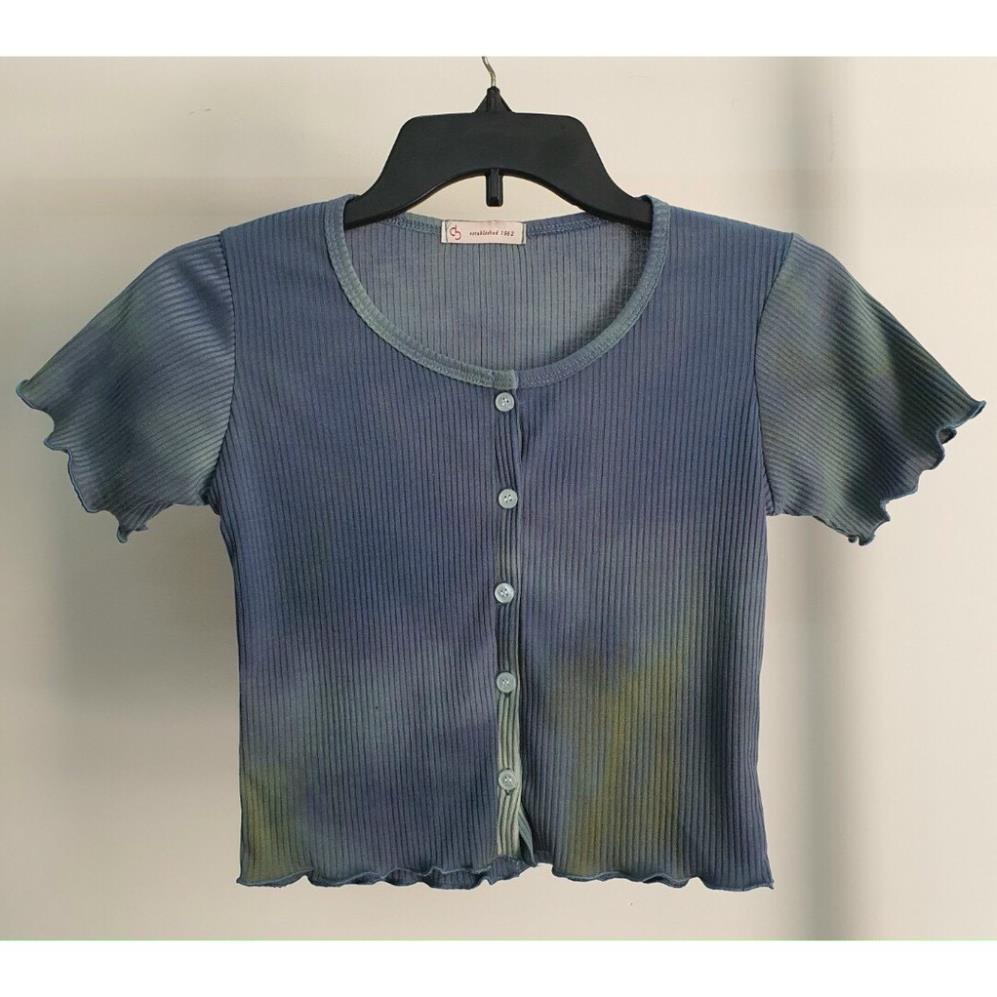 [Hàng VNXK]Áo Croptop Loang Viền Bèo - Phông Thun Loang Nhiều Màu Nữ Dáng Ôm Cuốn Viền Cổ Tim Ulzzang | BigBuy360 - bigbuy360.vn