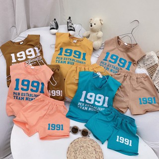 Sale! Bộ quần áo trẻ em Sát Nách in 1991 Chất Cotton Mềm Mát 5 Màu Cực Đẹp Cho Bé 1-5 Tuổi
