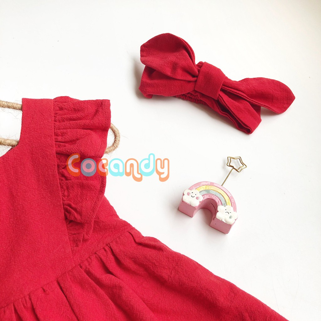 Váy babydoll đỏ kèm turban dễ thương cho bé của COCANDY mã VB101134