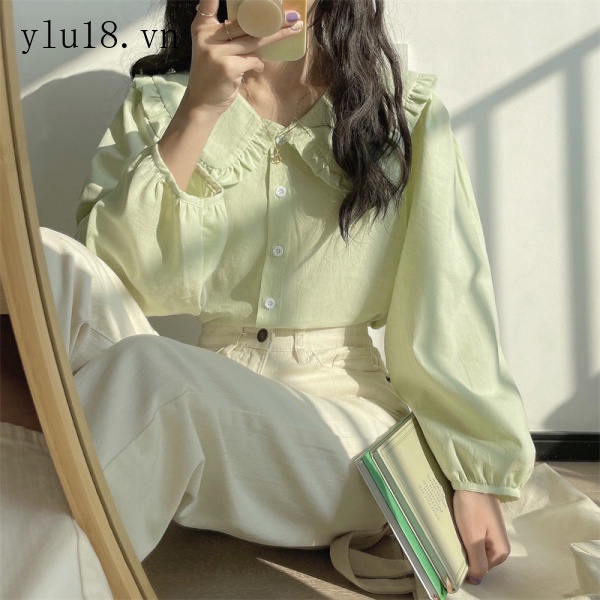 Áo Sơ Mi Cotton Cổ Búp Bê Phong Cách Phương Tây Thời Trang Mùa Xuân 2022 Mới Cho Nữ