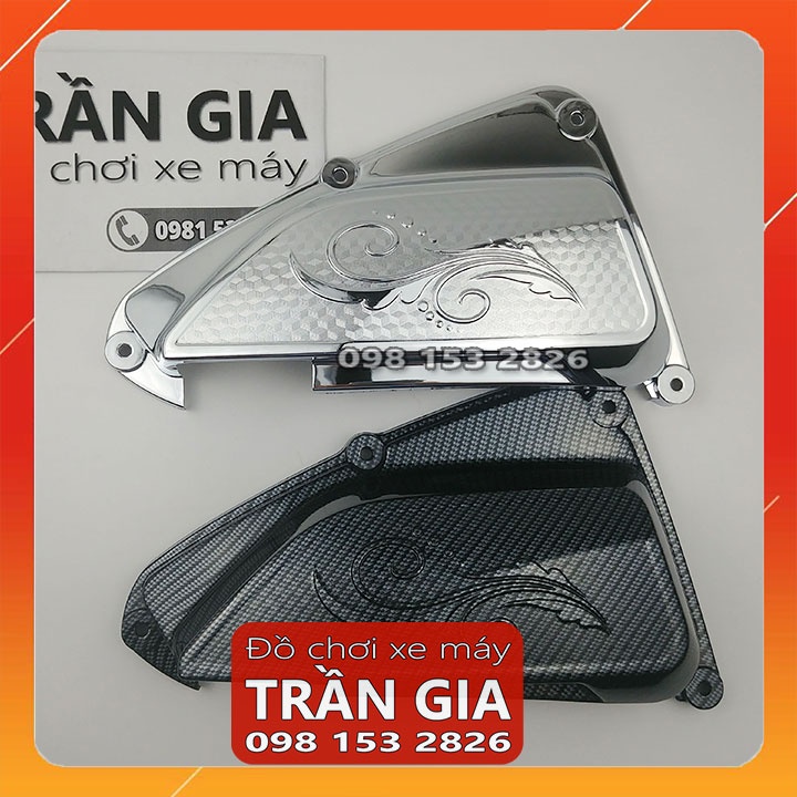 Ốp pô e xe VISION 2021-2022-2023 xi inox cacbon chụp lọc gió bầu gió - phụ kiện trang trí đồ kiểng carbon