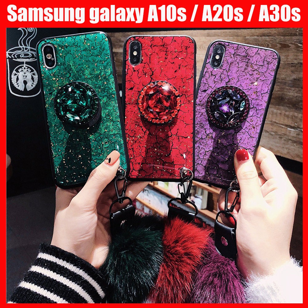 Ốp điện thoại nền đá hoa cương có bóng lông cho Samsung A51 A71 A10s A20s A30s A50s M30s Note 4 5 8 9 10 Plus