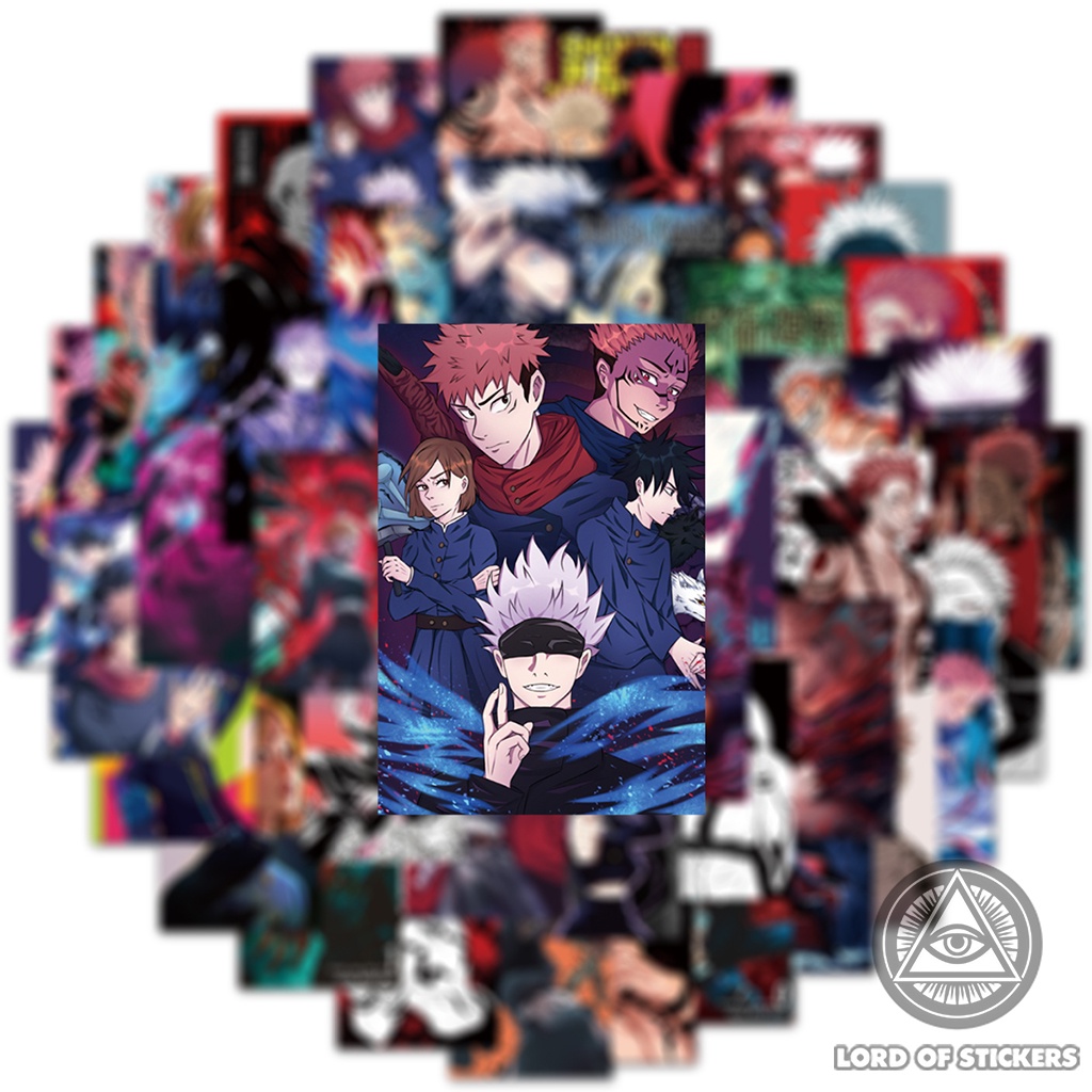 Set 50 Hình Dán Jujutsu Kaisen Sticker Anime Manga Chú Thuật Hồi Chiến Trang Trí Mũ Bảo Hiểm, Điện Thoại, Laptop, Xe, Sổ