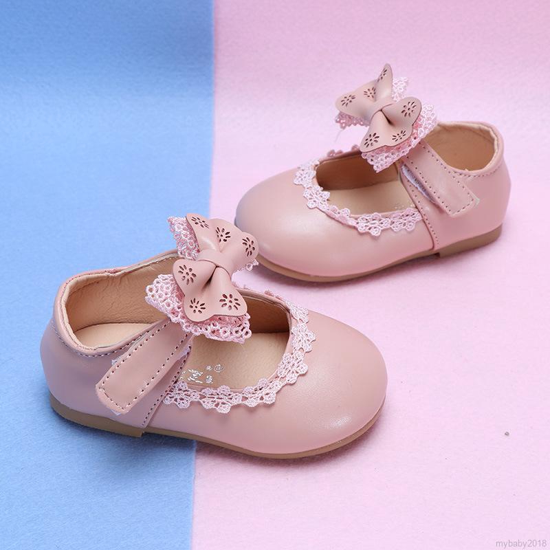 My Baby  Giày sandal da PU mềm, êm chân với trang trí nơ xinh xắn cho bé gái