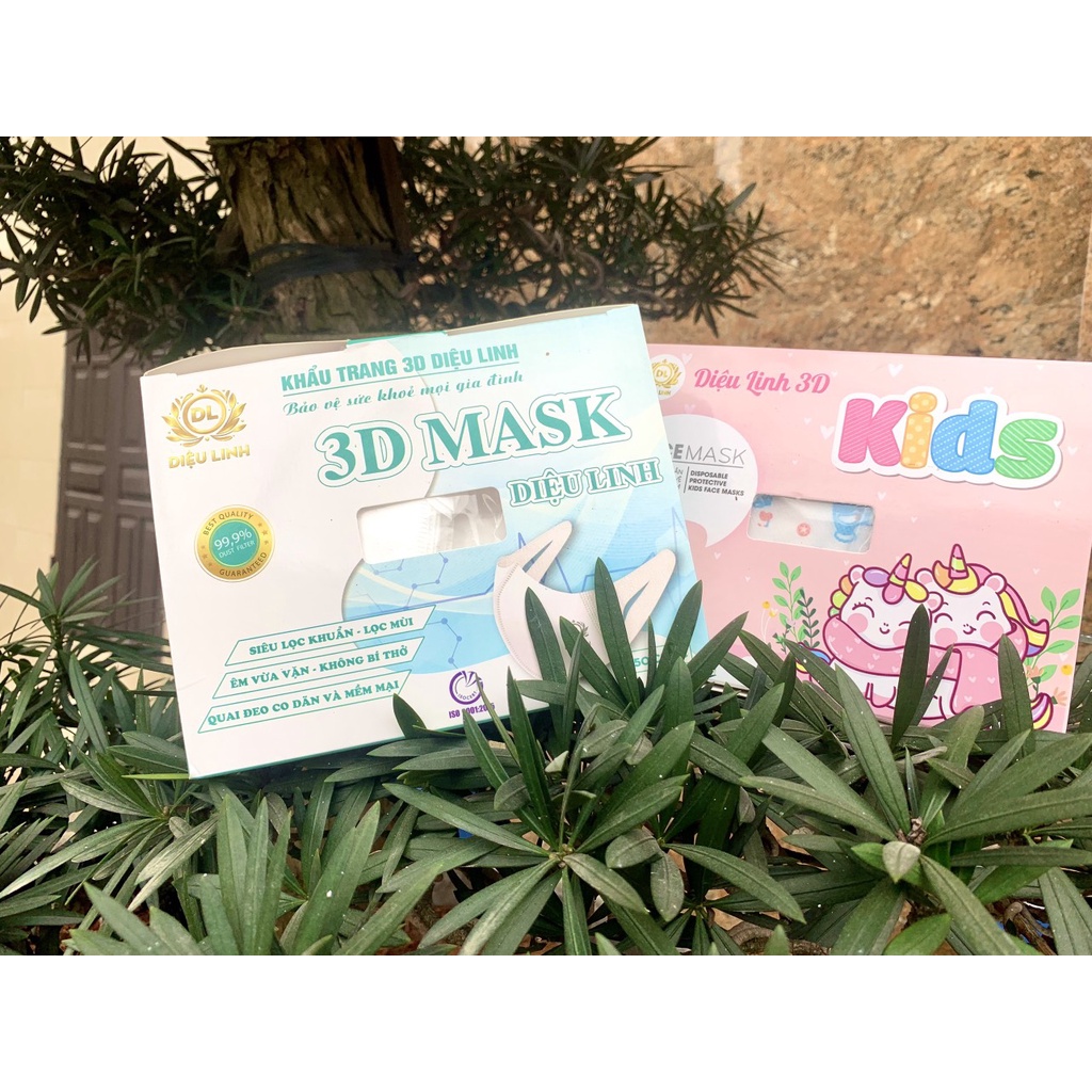 [Sét 50 chiếc] Hộp 50 chiếc khẩu trang 3D mask trẻ em Diệu Linh Kháng khuẩn Chính Hãng (3D mask Diệu Linh cho bé)