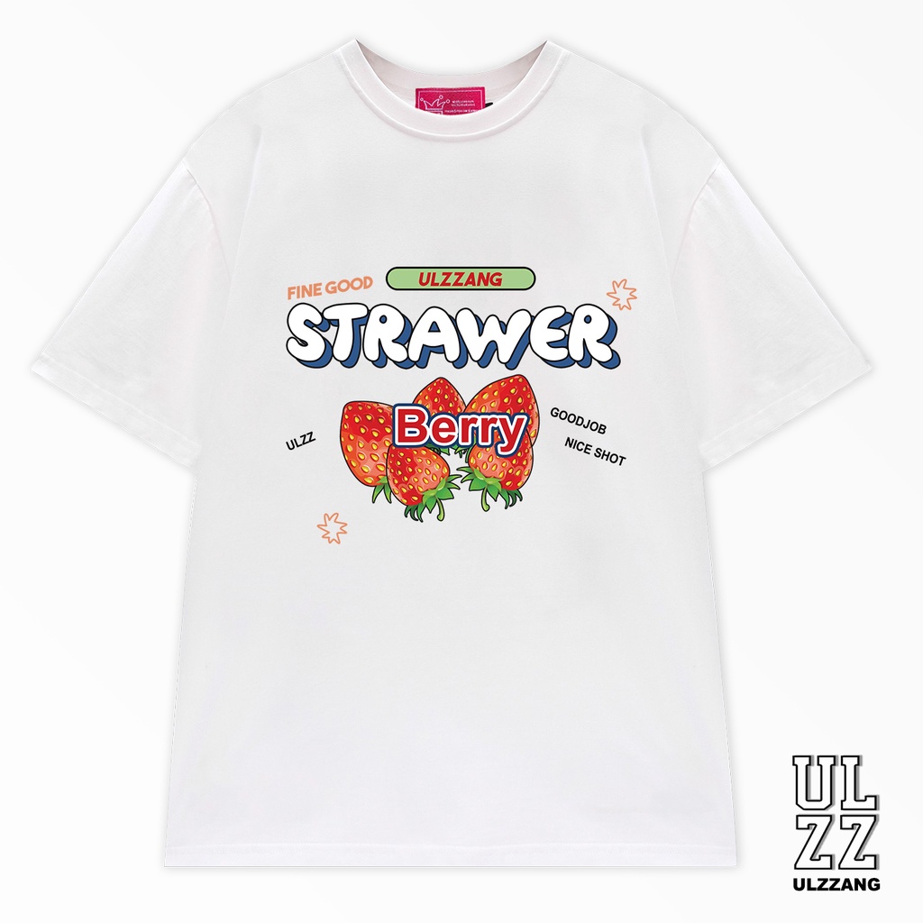 Áo thun nữ tay lỡ ULZZ ulzzang form dáng rộng strawberry cotton premium