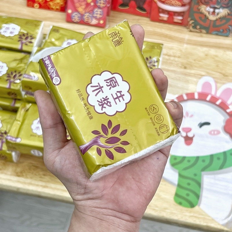 combo 8 gói khăn giấy khô mini nội địa- khăn giấy du lịch rất dày, dai, không lem bột giấy tại nguyễn gia group: