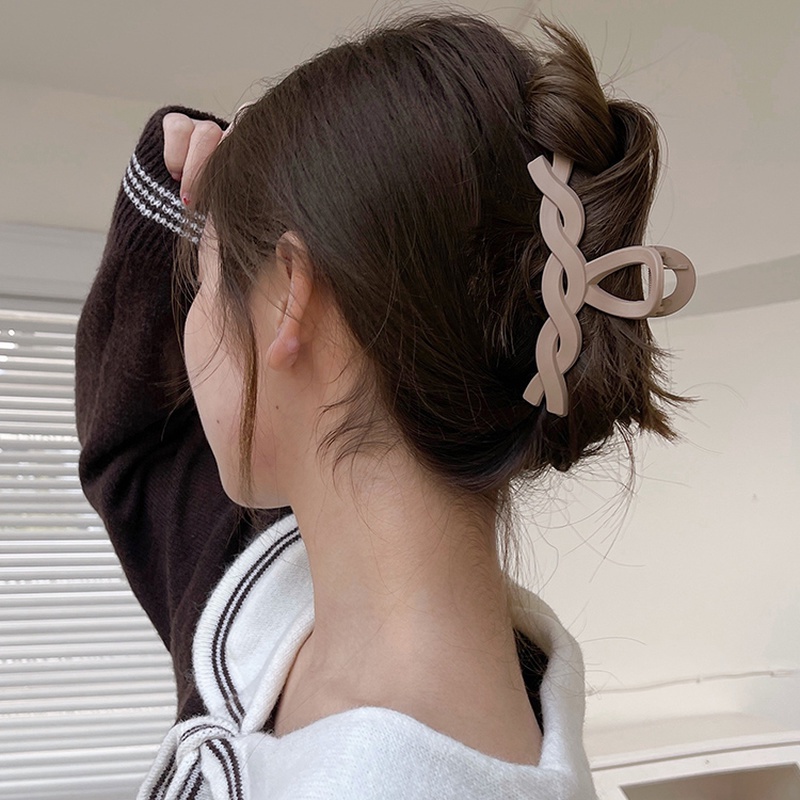 Kẹp Tóc Cỡ Lớn Màu Be Đơn Giản Thời Trang Hàn Quốc
