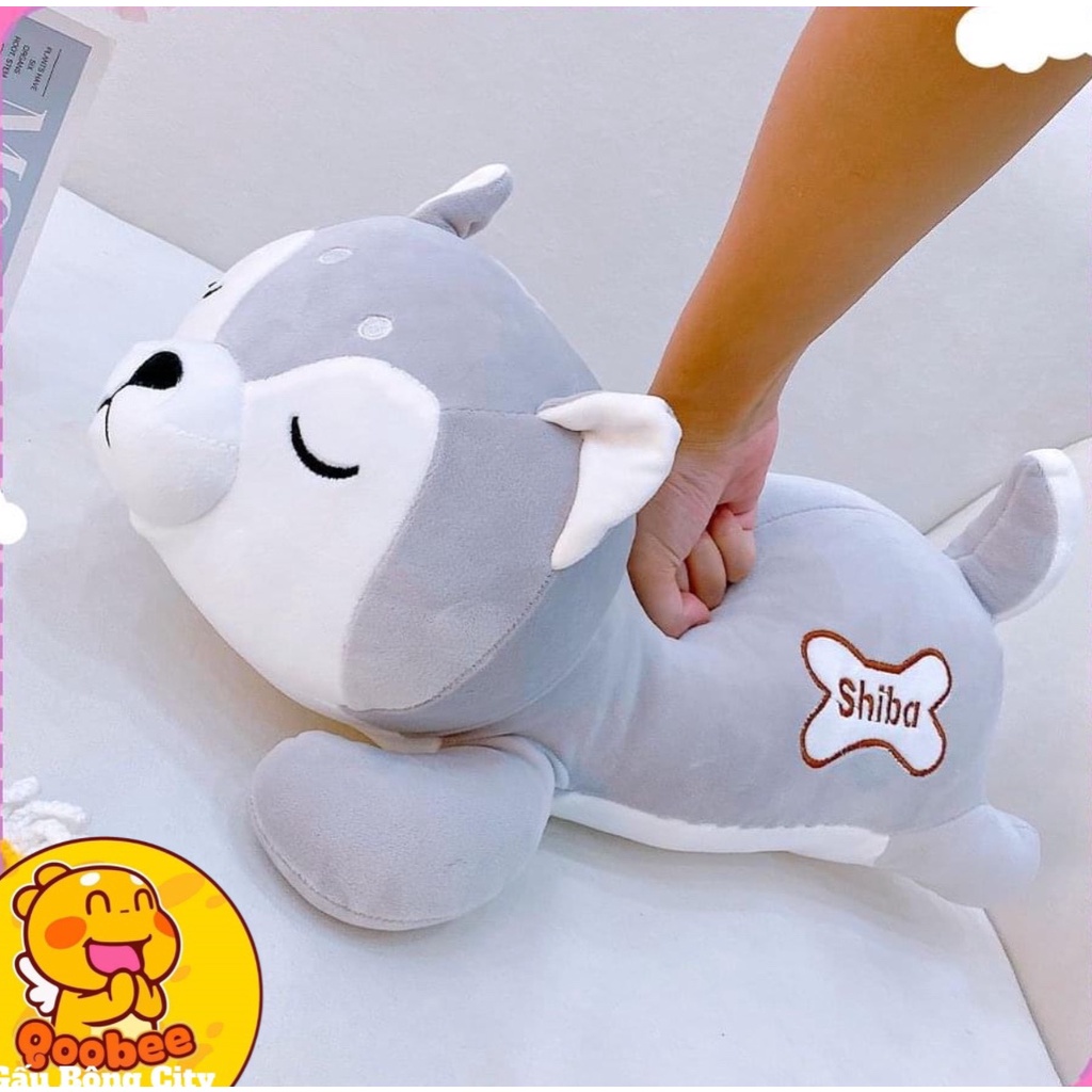 Gấu Bông Cho Bé Chó Bông Shiba Nằm Ngủ Siêu Dễ Thương
