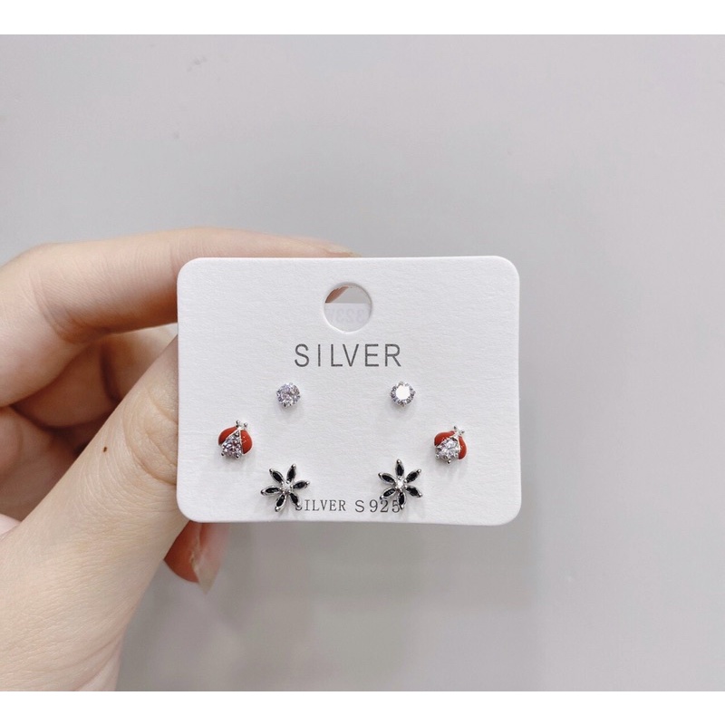 Khuyên tai nụ mini bạc thật xi kim