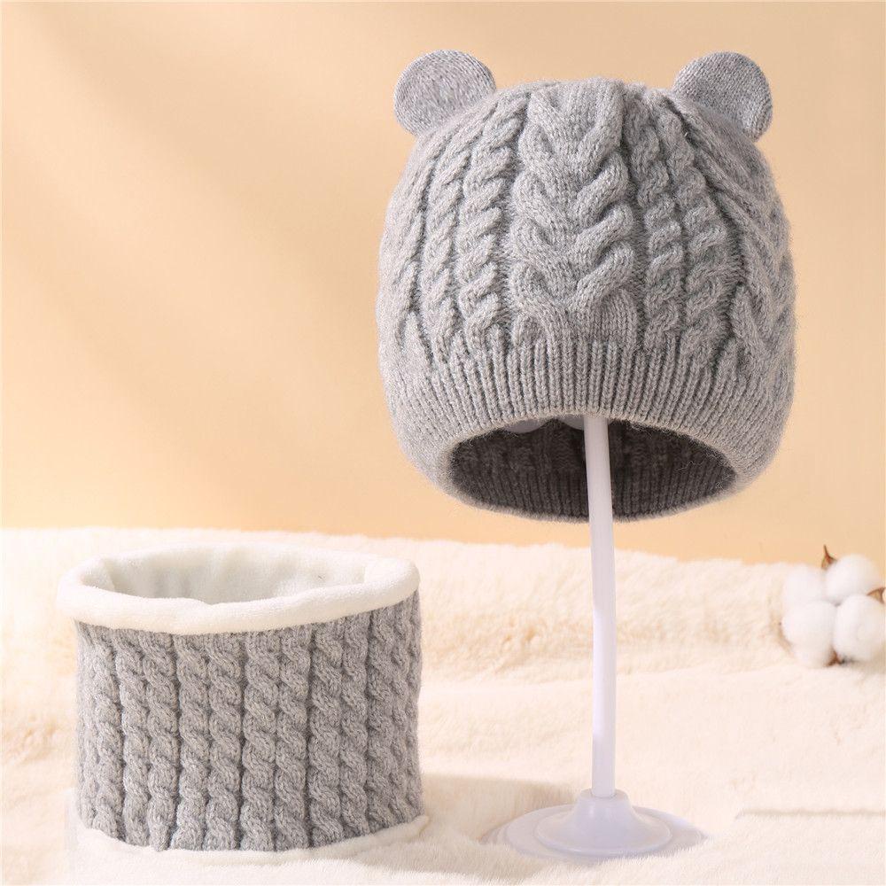 Mũ Len Kết Hợp Khăn Choàng Cổ Dày Dặn Chống Gió Thời Trang Cho Bé 0-3 Tuổi LAYOR1 Tuổi