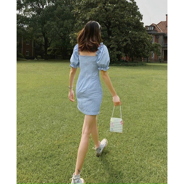 Đầm Body Bẹt Vai Caro Xanh Tay Ngắn Thiết Kế Kết Nút  Lạ Mắt Cực Xinh Cho Nữ Phong Cách Trẻ Trung Cá Tính. | BigBuy360 - bigbuy360.vn