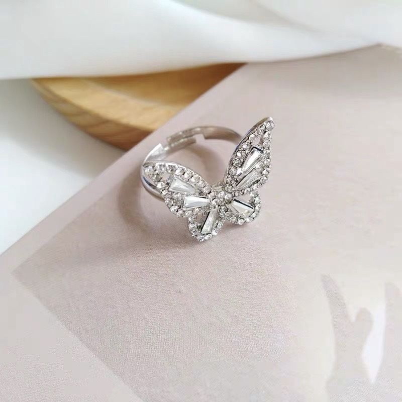 Nhẫn Hình Bướm Ba Chiều Đính Đá Pha Lê Sáng Bóng Phong Cách Nhật Hàn 22439