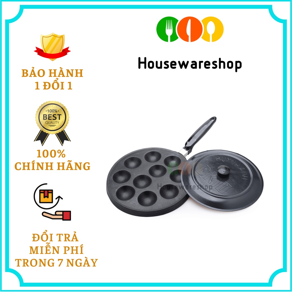 Khuôn làm bánh khọt 10 lỗ có tay cầm chống dính Huỳnh Anh