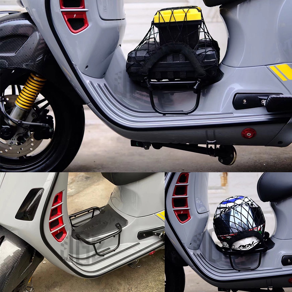 Giá đỡ hành lý bằng nhôm kèm túi lưới gắn phía trước xe máy VESPA GTS 125 150 200 250 300 GTV 300 2013-2021
