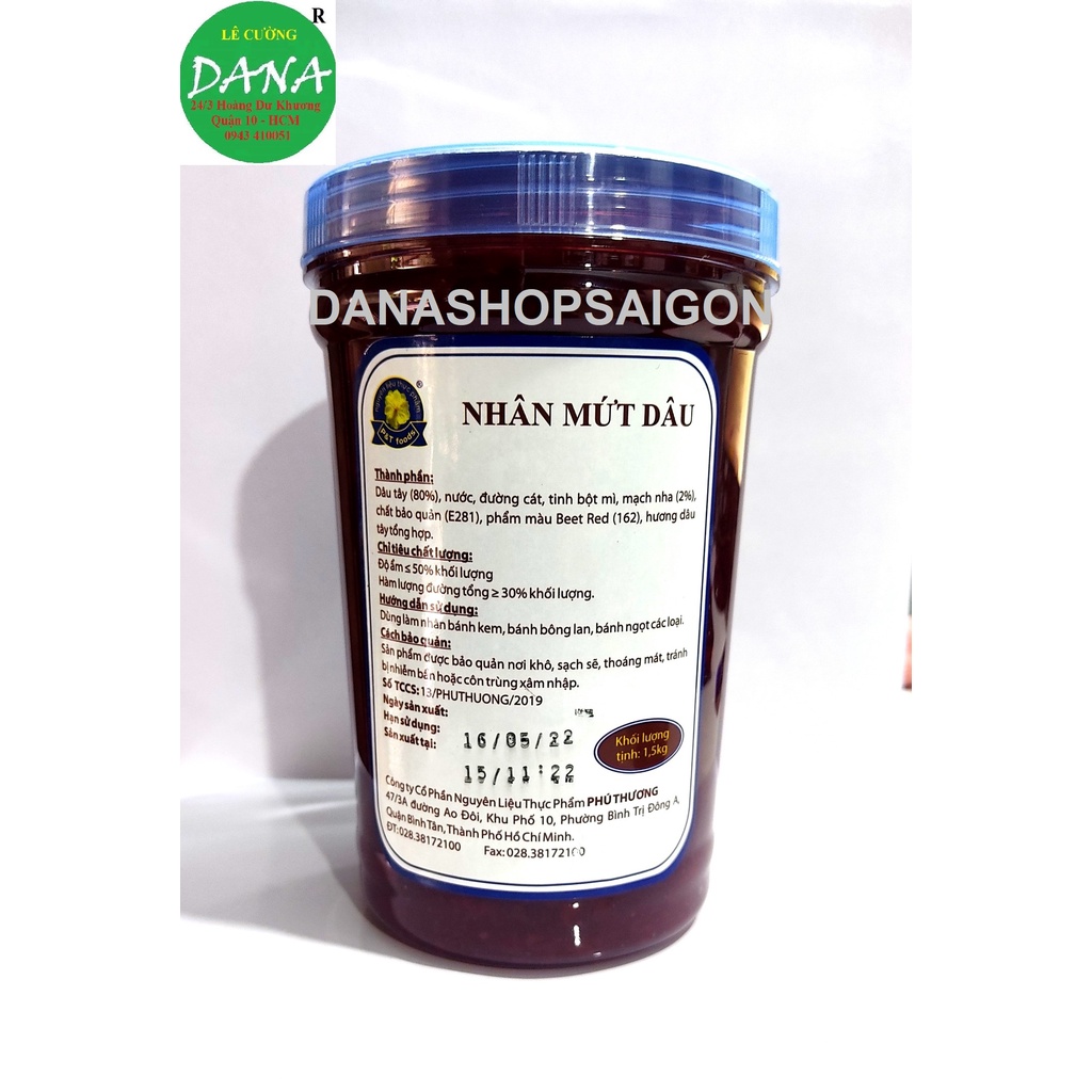Nhân mứt Dâu làm bánh Phú Thương hộp 1.5kg