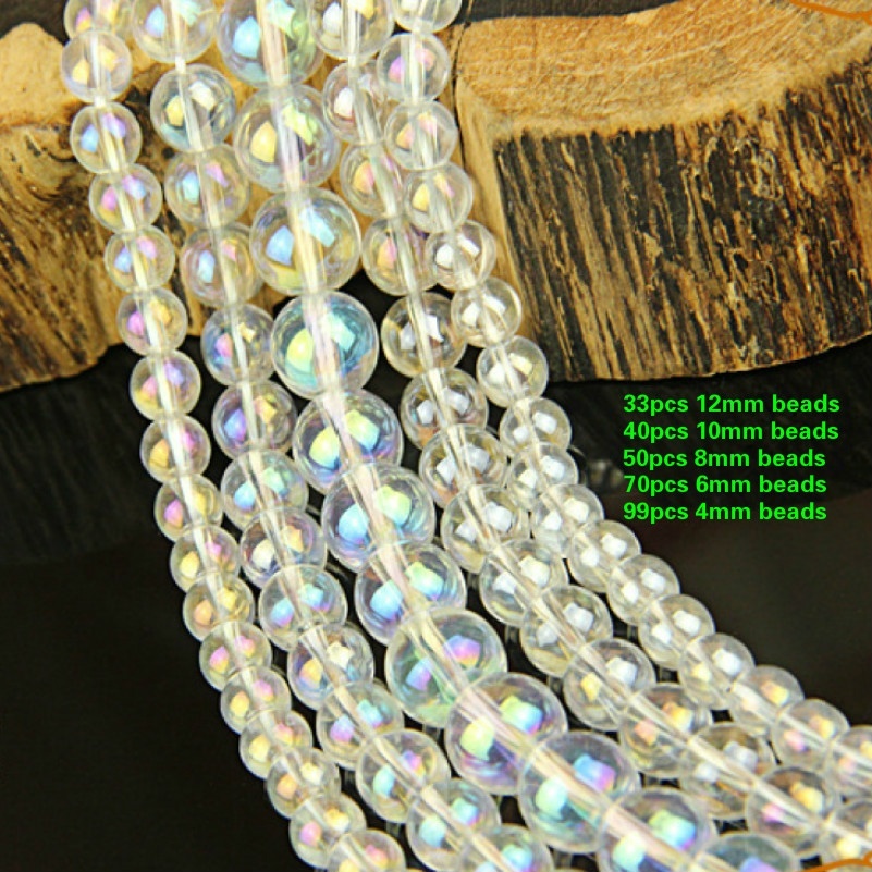 HANDMADE Chuỗi Hạt Thủy Tinh Nhiều Màu Kích Cỡ 4 / 6 / 8 / 10 / 12mm Dùng Làm Đồ Trang Sức Thủ Công