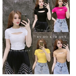 Áo thun xẻ ngực croptop