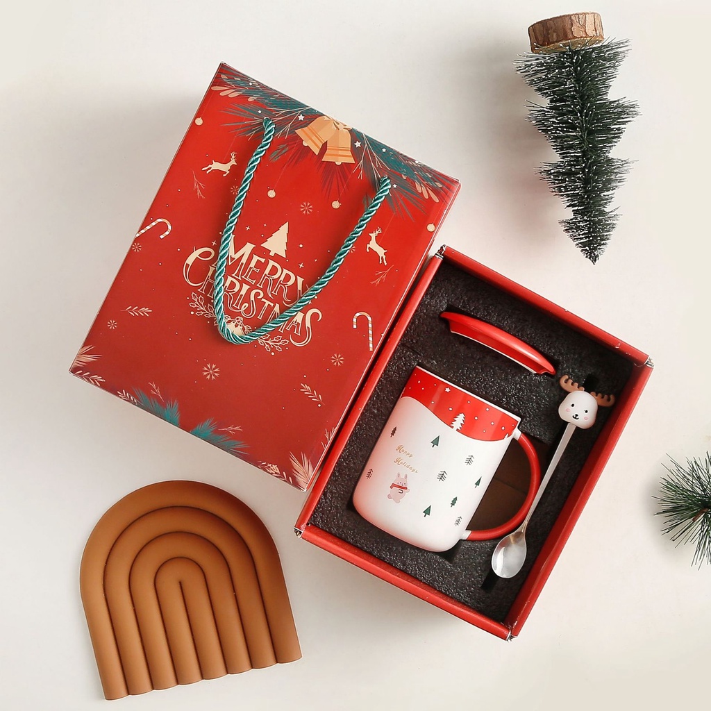 Cốc Ly Gốm Sứ Giáng Sinh  Dễ Thương, Quà Tặng Ý Nghĩa Cho Người Yêu, Tuần Lộc, Cây Thông, Quà Tặng Noel.