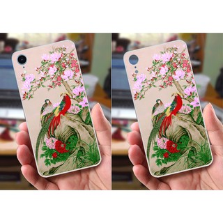 Ốp lưng iPhone XR (dẻo viền trắng trong) - Hình Chim Công, Cá Chép, Cò