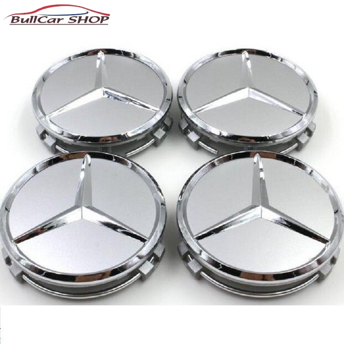 Bộ 4 nắp chụp mâm bánh xe 75mm cho xe hơi Mercedes-Benz C E S CLA GLA GLE GLC B A 180 200 260 300