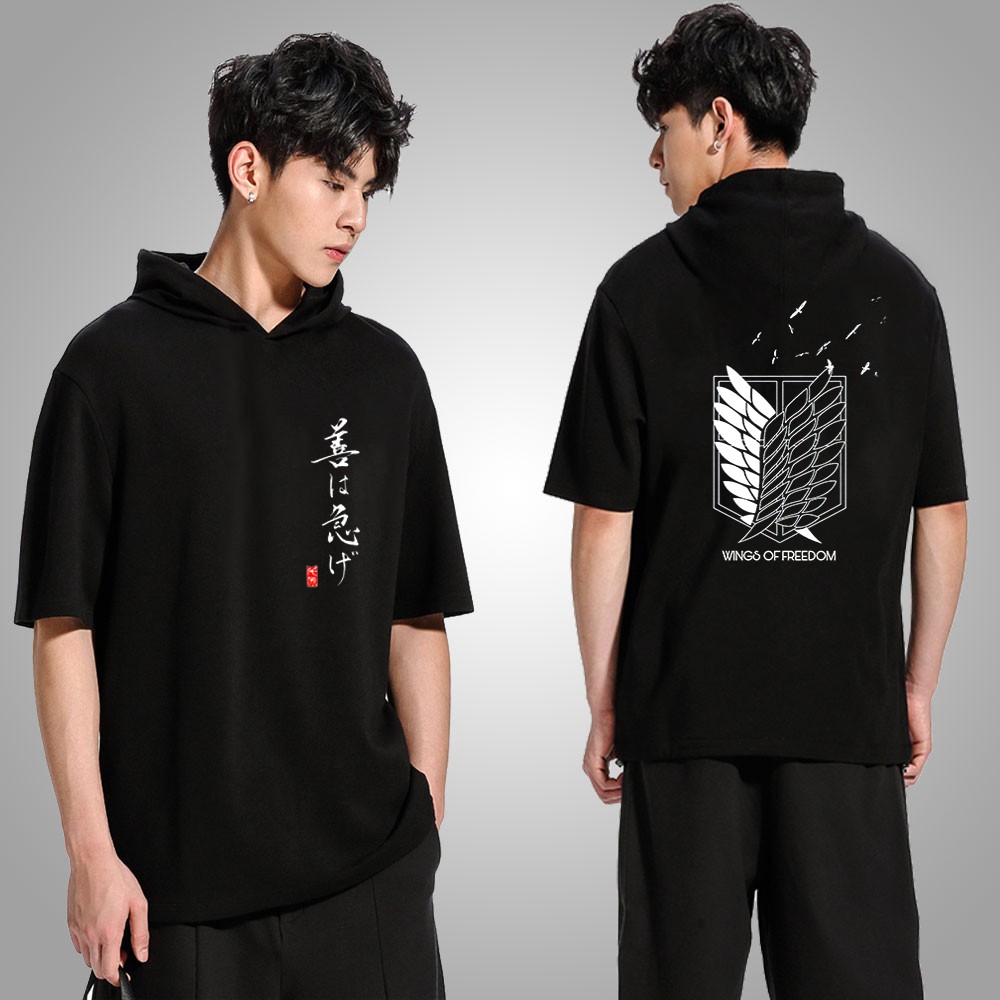 (SALE) BST Áo Thun Hoodie tay lỡ Attack On Titan - Anime cực chất