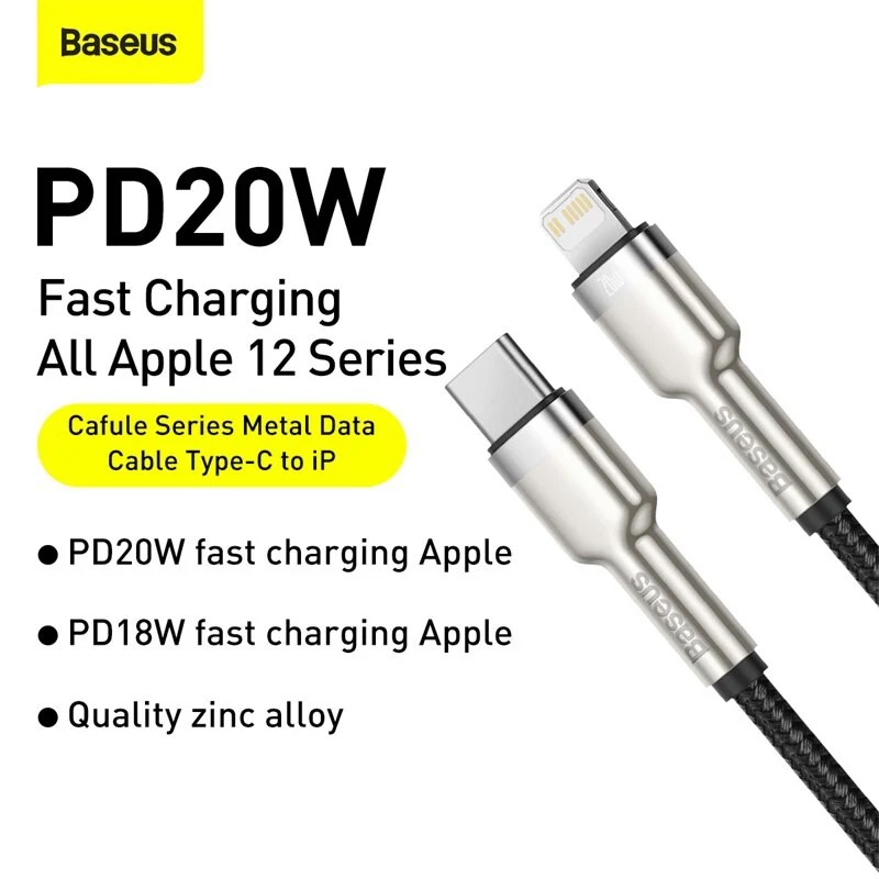 Cáp sạc nhanh C to Lightning 20W cho iPhone 12 Cafule Series Baseus LV906
