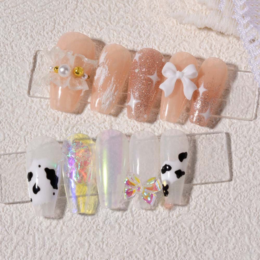 Hộp phụ kiện trang trí móng tay nghệ thuật 3D kiểu dáng bươm bướm nơ gấu trái tim trong suốt sáng bóng