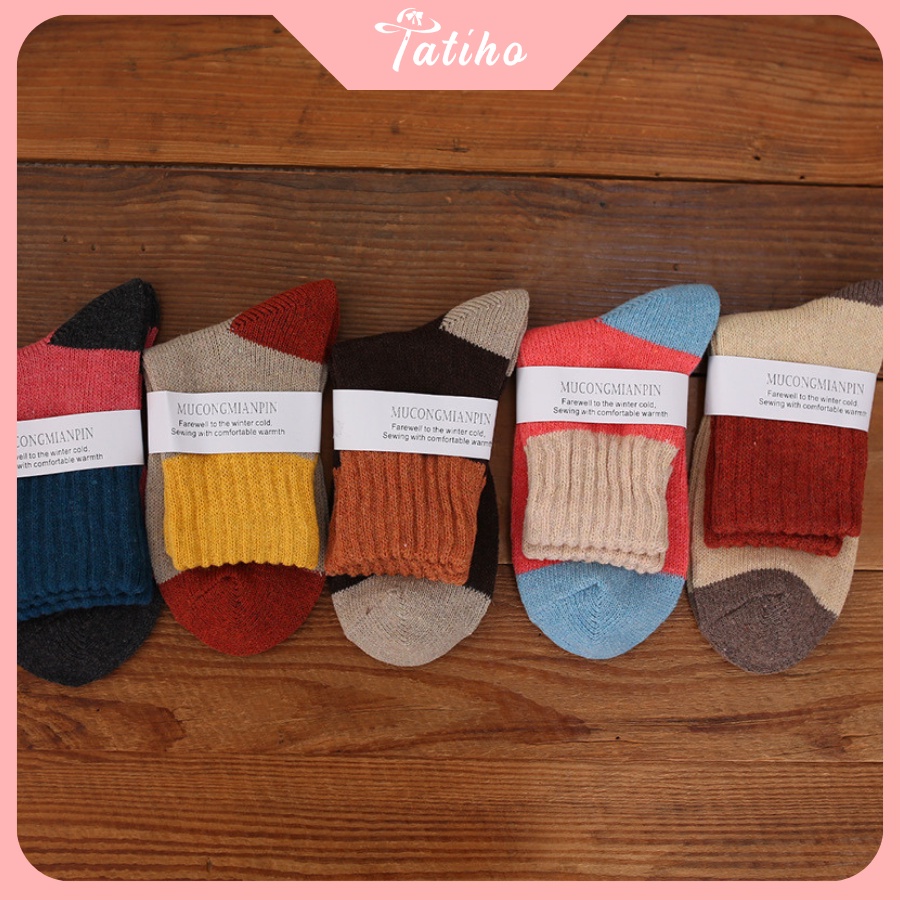 [Hàng Xịn, Giá Tốt] Vớ Tất Nam Nữ Unisex Cổ Cao Cotton Họa Tiết Phối Nhiều Màu Phong Cách Hàn Quốc Dễ Thương - Mã TV017