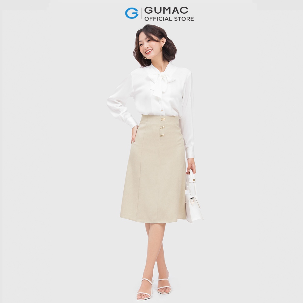 [Mã WABRGUM giảm 10% tối đa 30K đơn 99K] Áo sơ mi kiểu nữ cột nơ cổ thời trang GUMAC AC04003