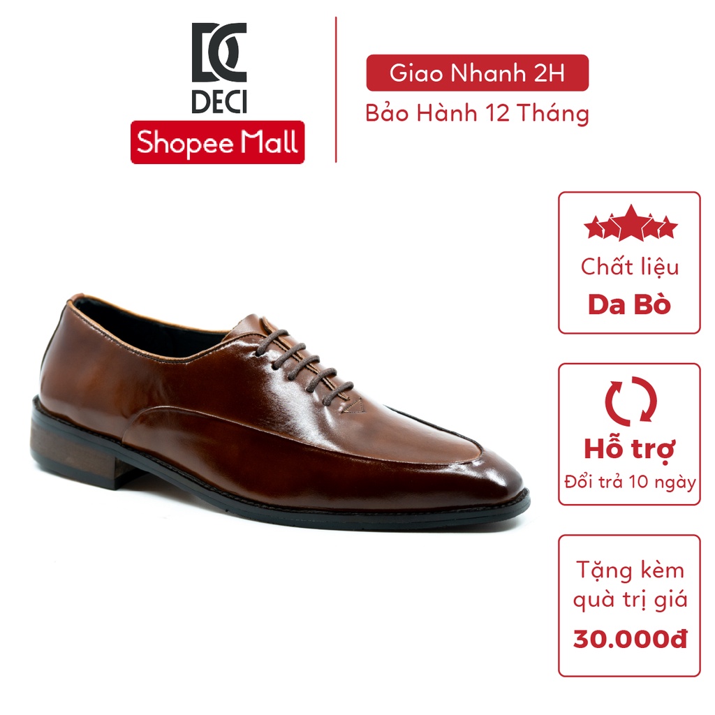 Giày tây nam DECI cao cấp PHIP MÀU da bò đế gỗ