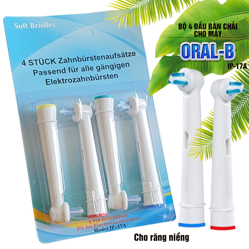 [Mã COSDAY - 50k đơn 250k] Set Bộ 4 đầu bàn chải đánh răng điện máy Oral B Braun, bàn chải lông mềm Minh House