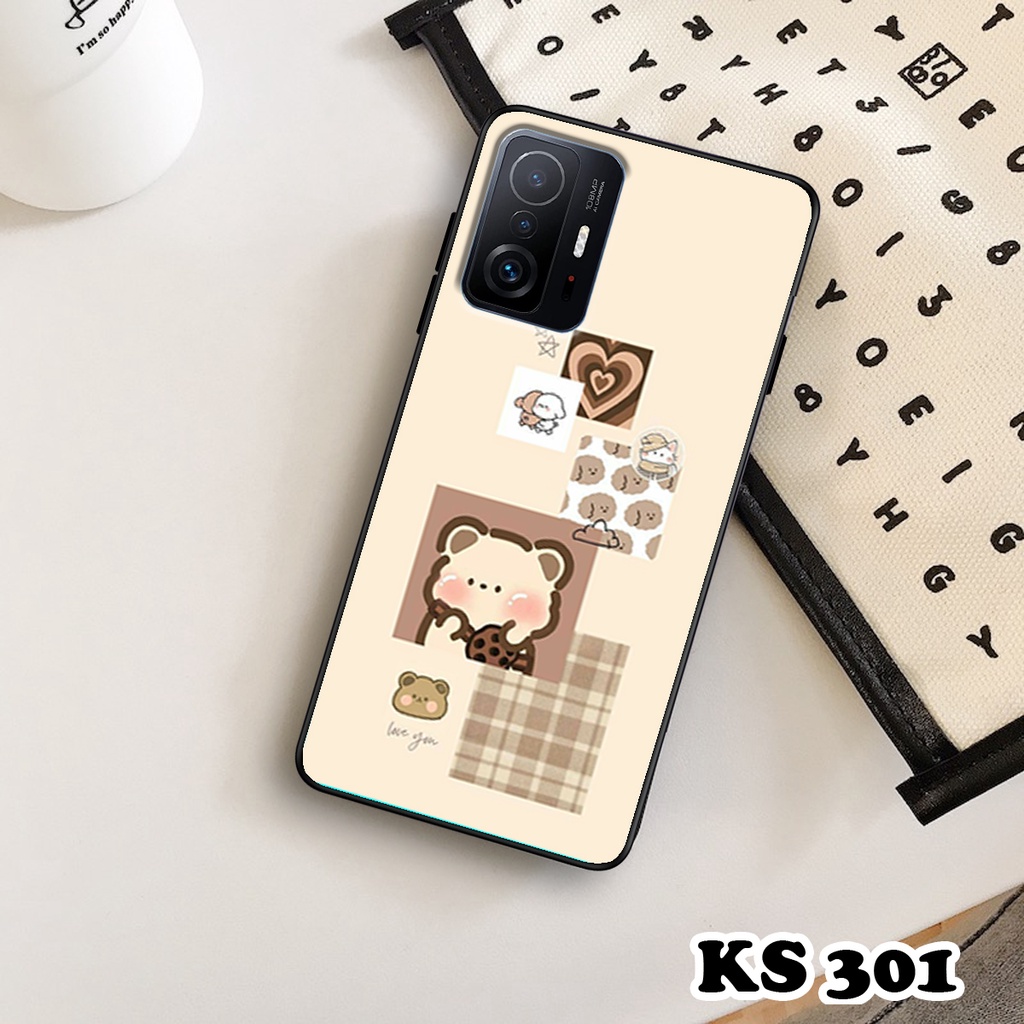 Ốp lưng Xiaomi Mi 11 5G - Xiaomi Mi 11T 5G - Xiaomi Mi 11T Pro 5G - Ốp in hình gấu &amp; thỏ đang yêu - Lưng nhám viền TPU