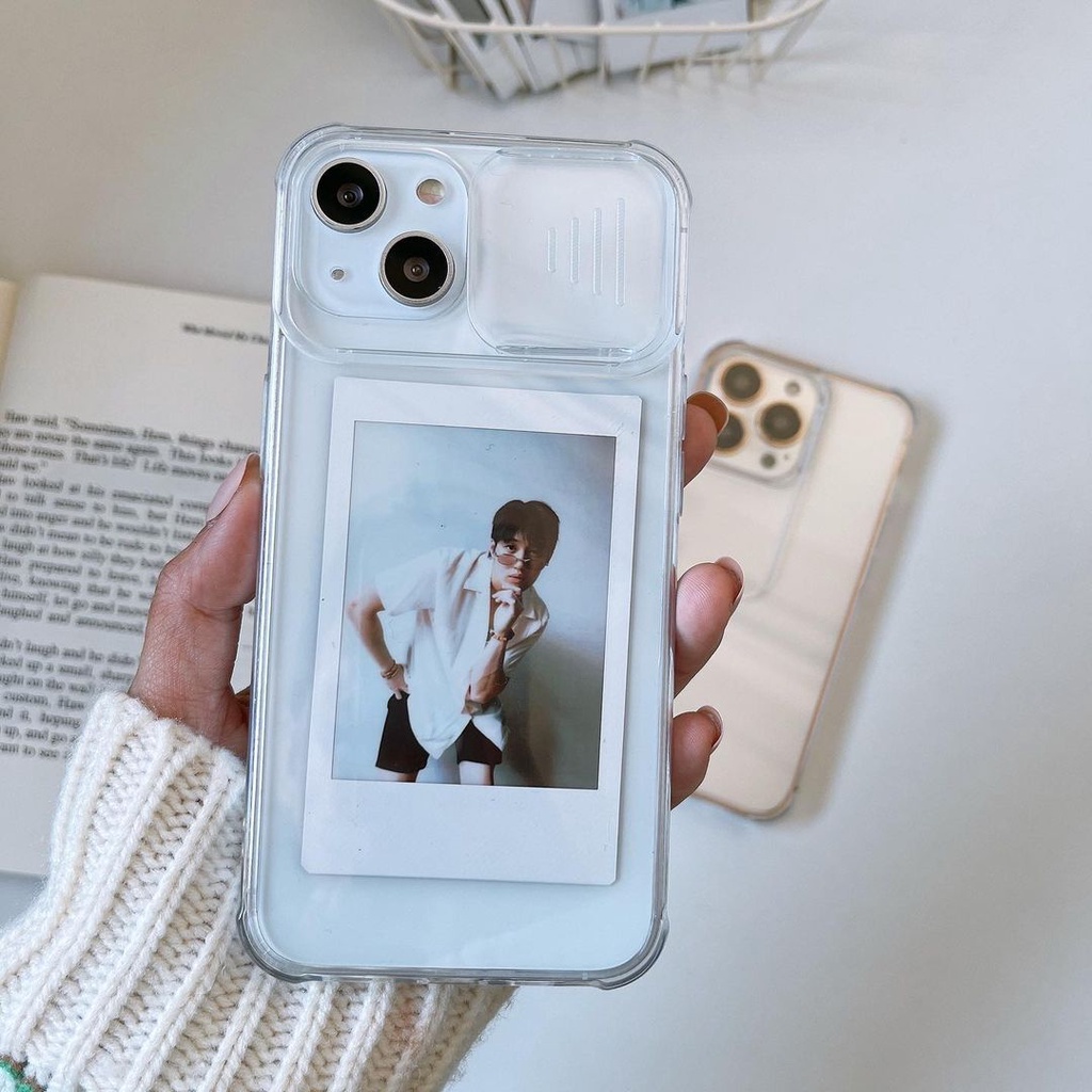 Ốp lưng iPhone Trong Suốt Nắp Trượt Bảo vệ Camera Có Chống Sốc cho iPhone 13 Pro Max 12 Pro Max 11 Pro Max - MIKA STUDIO