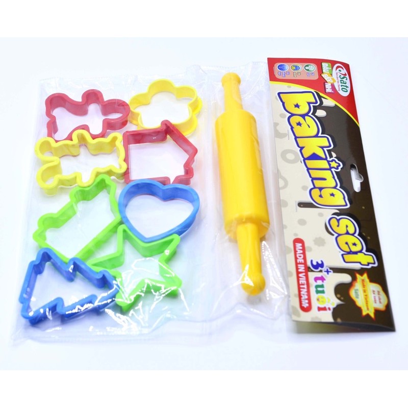 Đồ Chơi Làm Đầu Bếp Nhí, Bộ Khuôn Làm Bánh 9 Chi Tiết Nhựa An Toàn BABY GLENN DOMAN