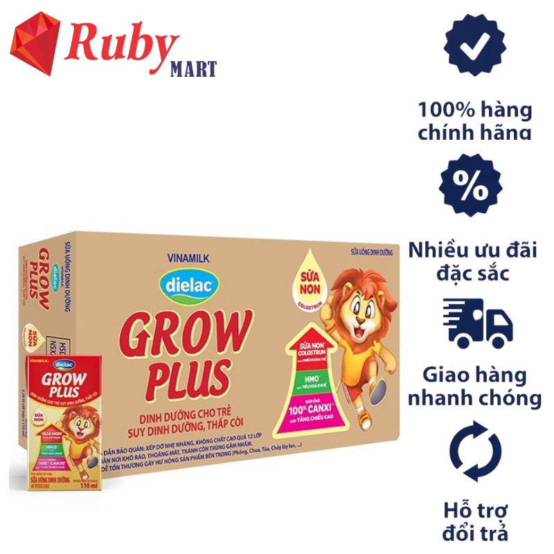 Sữa Bột Pha Sẵn Dielac Grow Plus 180ml - Lốc 4 hộp x 180ml