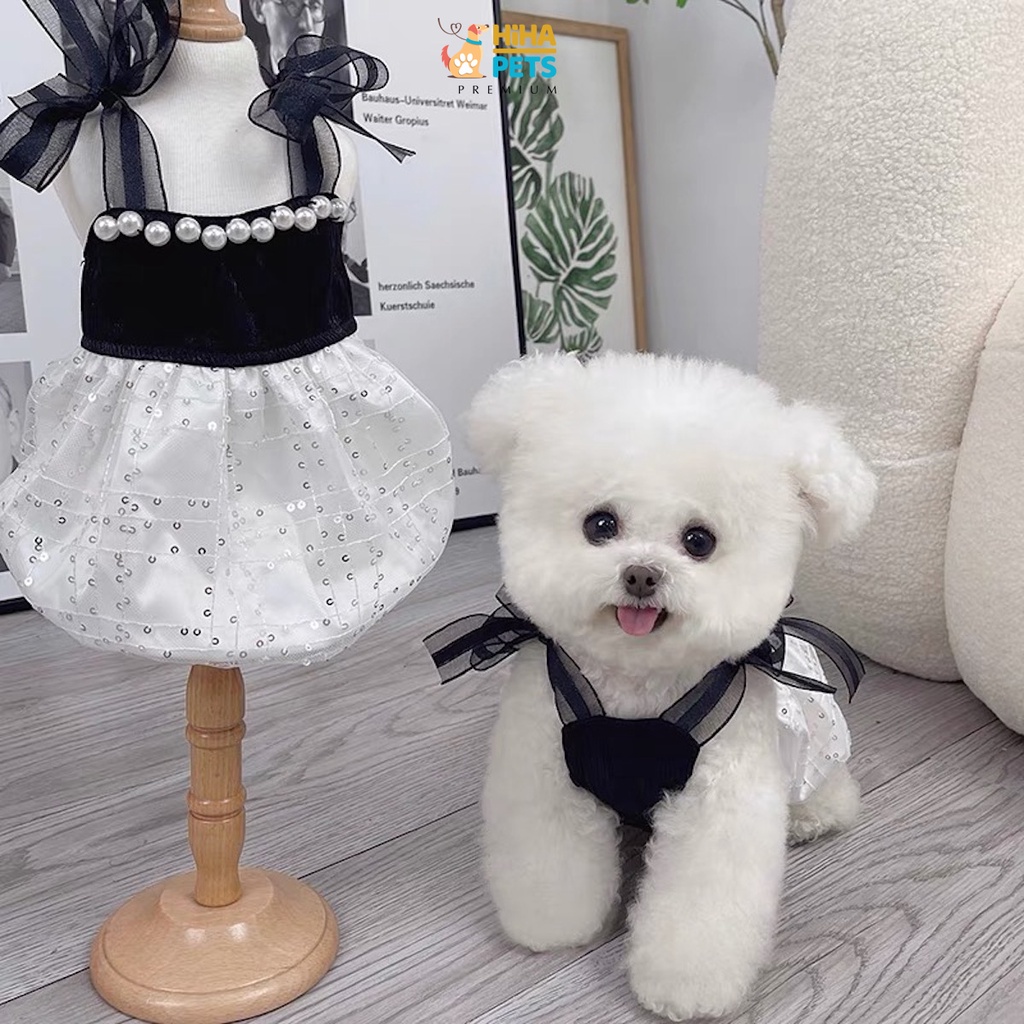 Váy Cho Cún Mèo Dễ Thương Mát Mẻ Mùa Hè Mùa Xuân Quần Áo Thú Cưng Cao Cấp Hàn Quốc Hiha Pets Tông Trắng.