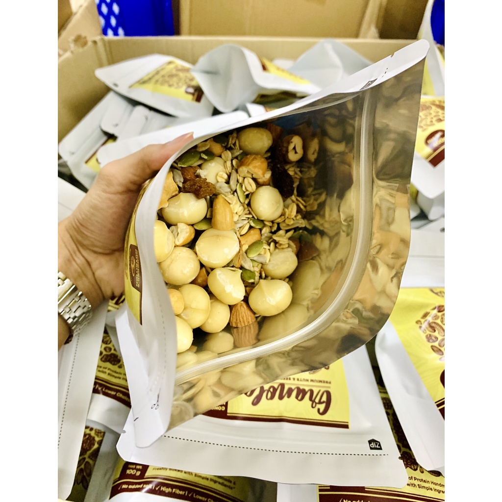 Siêu hạt ăn kiêng GRANOLA - Ngũ cốc giảm cân giàu dinh dưỡng NHIỀU MACCA và ÍT yến mạch