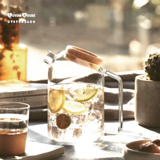 Bình nước thủy tinh chịu nhiệt nắp nghiêng 1000ml