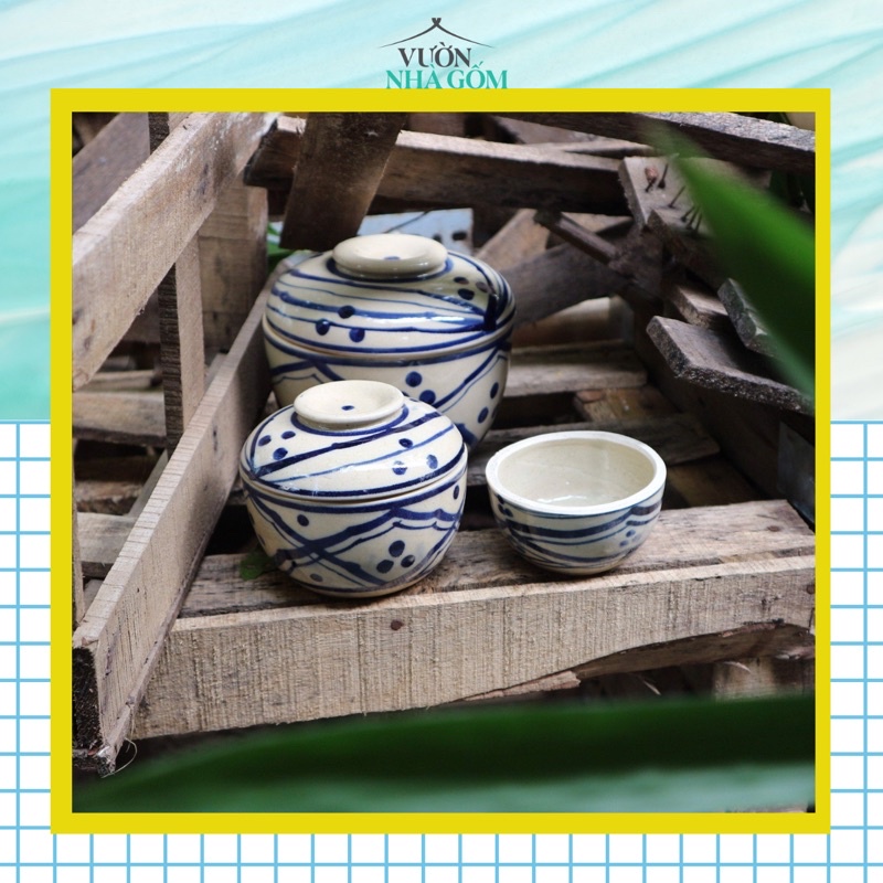 Thố đựng gia vị, Hũ chanh ớt, gốm lái thiêu, size 7cm, 9cm- Vườn Nhà Gốm