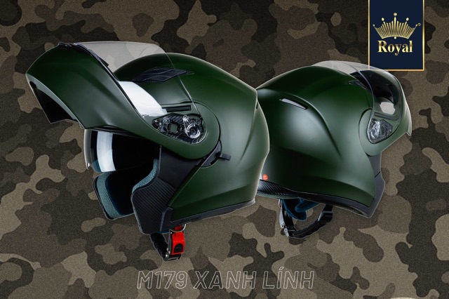 Mũ Bảo Hiểm Fullface Royal M179 Chính Hãng BH 12T Tặng Balo Túi Rút Royal Nón 2 kính lật hàm giá rẻ moto phượt