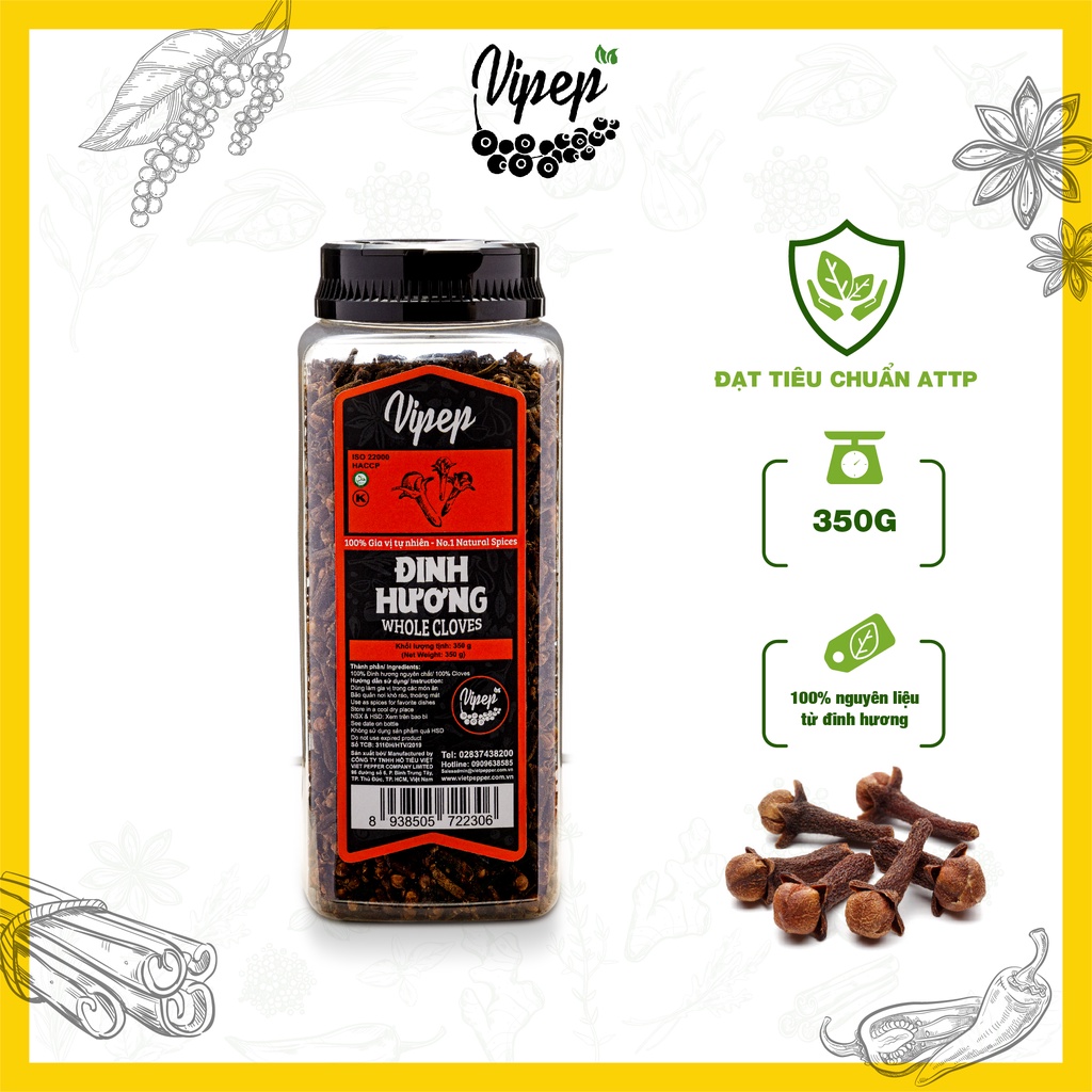 Đinh hương Vipep 350g - gia vị quý nấu phở đậm đà, vị cay thơm tự nhiên, giúp làm ấm bụng và kích thích hệ tiêu hoá