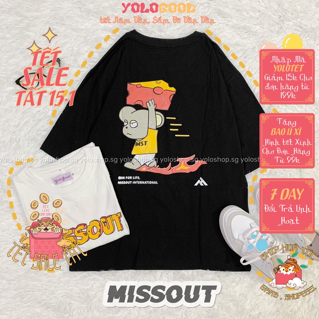 Áo thun tay lỡ 🧀 MISSOUT CHUỘT 🧀 phông Unisex nam nữ tee oversize form rộng pull Ulzzang Streetwear Hàn Quốc vải mềm