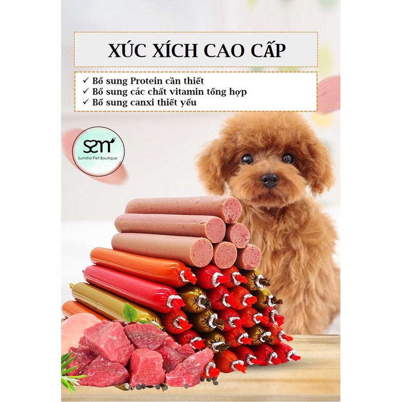 Xúc xích cho chó mèo túi 30 cây 450g mix vị Bò Gà Vịt - Lida Pet Shop