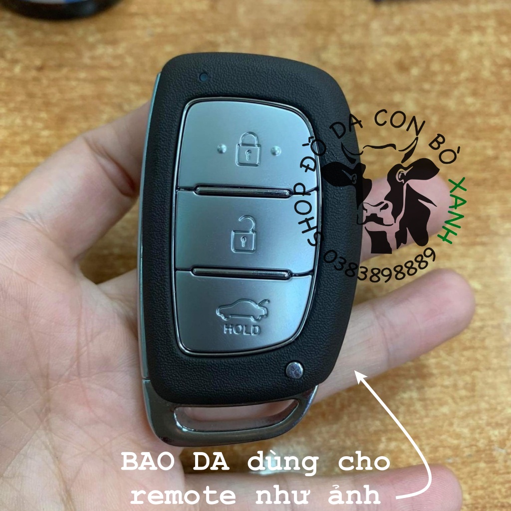 Bao da chìa khoá Hyundai i10, i20 active, Creta handmade da thật 008