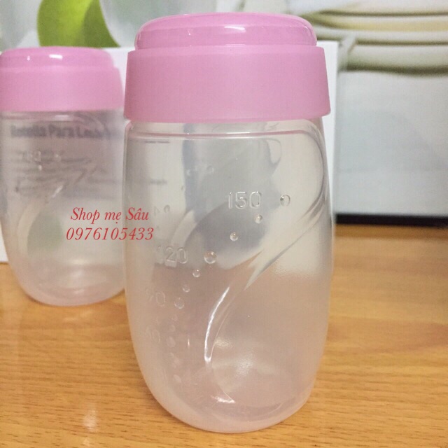 Bình trữ sữa đựng sữa Unimom Hàn Quốc 150ml màu trắng hồng