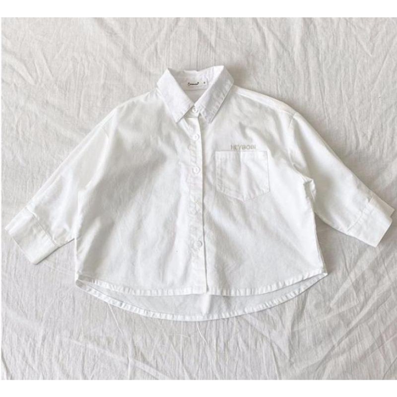 Áo sơ mi tay dài in họa tiết chữ đơn giản phong cách Hàn Quốc thời trang dành cho bé gái