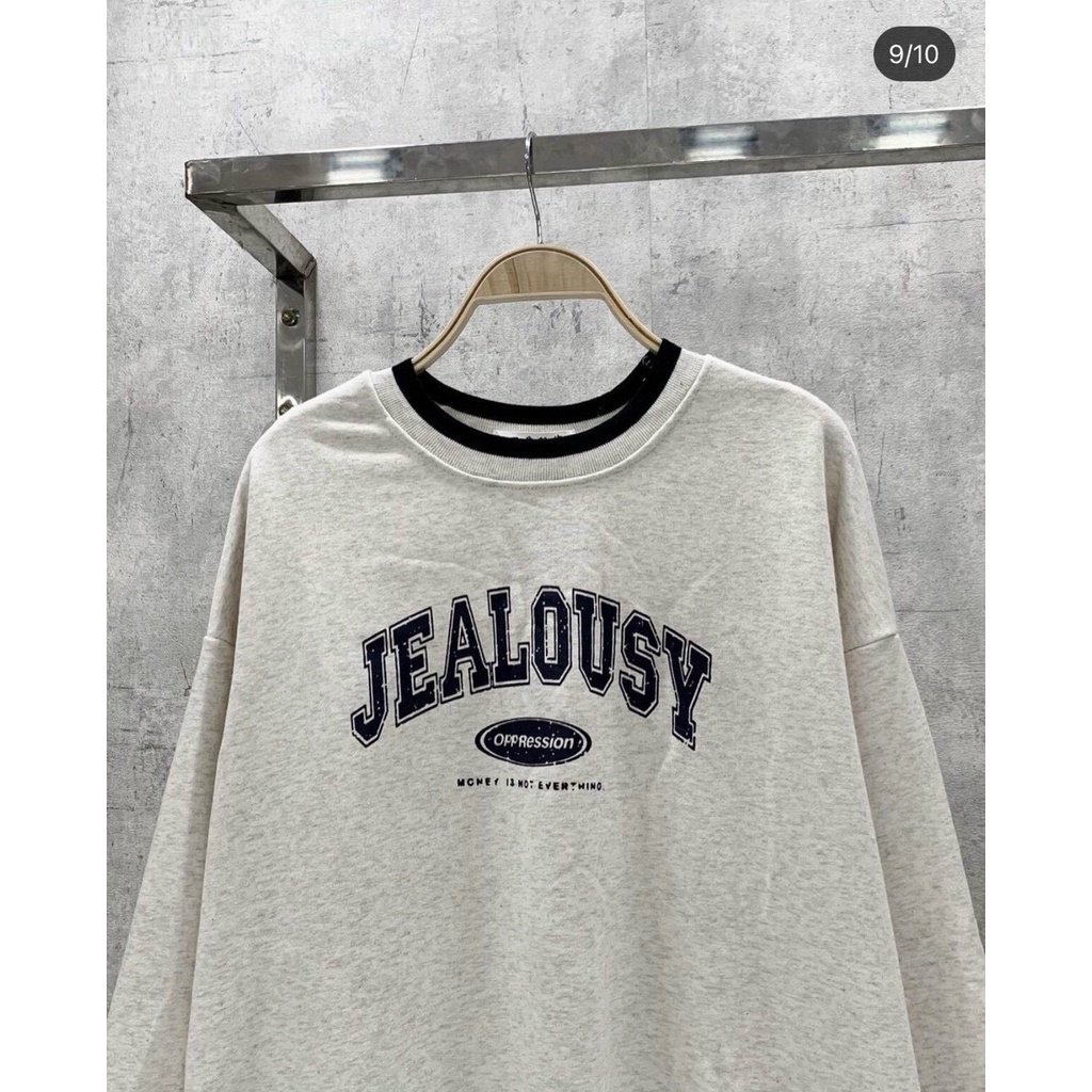 Áo sweater nỉ bông cotton unisex dáng rộng dưới 72kg annastore - Jealousy | BigBuy360 - bigbuy360.vn